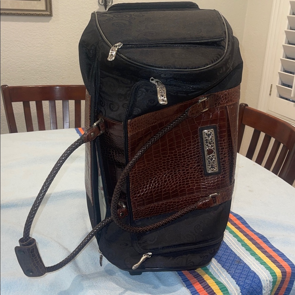 Brighton Black and Brown Travel Weekender Duffle Bag with Wheels